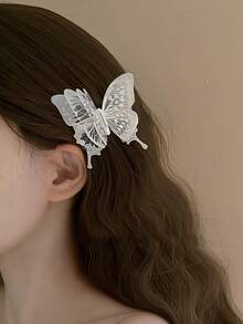 2 件套精致高端蝴蝶亚克力发夹，优雅侧发饰品爪夹发夹发夹 - 彩色 - 查看 4