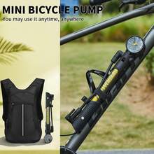 Folding Bike Pump With Dual Valve For Presta & Schrader, 120 PSI Precision Pressure Gauge - Portable, Durable Rubber/Iron Tire Inflator For Road, Mountain Bikes, Strollers & Sports Balls - Black & Yellow, Bicycle Pump