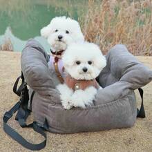 Dog Carrier Car Seat For Dogs & Cats - Travel Carrier With Safety Hook & Buckle, Handheld/Shoulder Strap, Corduroy Fabric, Fits Car Front/Back Seat, Multi-Scene Use (Cafe/Park/Outdoor) - Multicolor - View 11