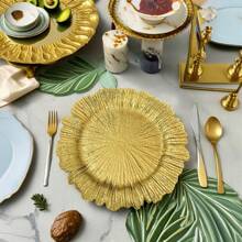 4/6/8/10/12件套豪华烫金装饰盘（13英寸/33厘米），优雅波浪边，适合日常用餐、派对装饰、开斋节和宰牲节庆祝活动，经久耐用，防溅水，易于清洁，营造聚会氛围，可用作餐桌中心装饰盘。 - 金PQXH- - 查看 5