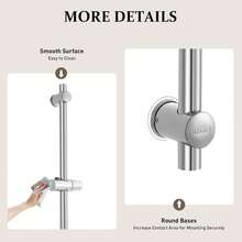 HYYKJ-US Adjustable Shower Slide Bar Stainless Steel Riser Rail Lift, Rod Head Holder Wall Mount, 54cm Adjustable Length - Silver - View 7