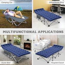 ABORON Oversized XXL Folding Camping Cot W/Mat For Adults, 78" L X 32" W X 18" H, Heavy Duty Outdoor Bed With Carry Bag,1200 D Layer Oxford Travel Camp Cots - 牛仔布 - 查看 6
