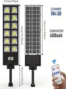 A Solar Garden Floodlight Wall-Mounted Street Light With 504 Lamp Beads,4200mah,Featuring A Human Body Induction Function. It Is Semi-Embedded For Installation, Has Three Modes, And Uses A Rechargeable Lithium-Ion Battery For Outdoor Lighting. It Is Suitable For Gardens, Walls, Garages, And Porches. - Installation Accessories And A Remote Control Are Included. - Đèn LED 504 - Xem 4