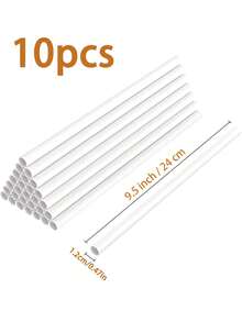 10pcs White Plastic Dowel Rods, 0.4 Inch Diameter Round Cake Separator Straws, Cake Stacking Support Rods, Suitable For Wedding, Birthday, Holiday Party, Cake Stand, Kitchen Baking Tools (1.2*24cm) - White - View 9