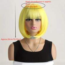 Yellow/Black/Brown Bobo Princess Short Wig, Fashion Women Short Straight Hair Wig, Heat Resistant & Easy To Wear, Suitable For Cosplay, Parties, And Daily Wear - Yellow - View 3