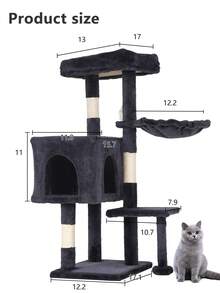 Cat Tree, With Scratching Post, Cat Tower For Indoor Cats, Fully Wrapped Sisal Pole, Soft Platform, 1 Baskets And Dangling Toy