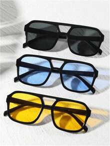 5 Stücke Damen quadratische Mehrfarbige Stud Dekor Kombination Mode Brillen geeignet für Outdoor-Aktivitäten (ohne Brillentuch), Strandaccessoires Sonnenbrillen für Sommerurlaub am Strand, Outdoor, Reisen - Verschiedenfarbig - Übersicht 23