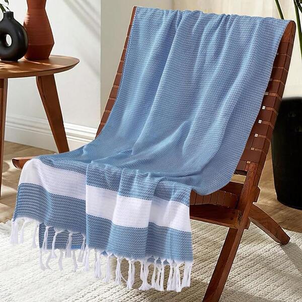 Lightweight Woven Throw Blanket, Large Soft Cotton, Aesthetic Home Decor, Dorm Room Essential, Guest Room Accessory, Bathroom Decor,
