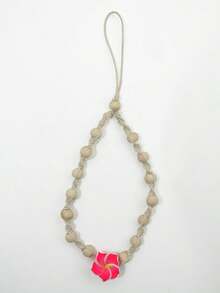 1 件夏日度假风格手工陶瓷花串珠木质手机壳配件、手机带、相机挂绳、耳机吊坠 - 彩色 - 查看 7