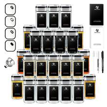 SAEIV Spice Jars With Black, Swivel Lid, 12/24/35 Spice Jars With Spice Labels. Perfect Organizer For Kitchen Spices, Spice Labels, Glass Spice Jar For Clear Storage Of Spices. - 35 Lao Hu Spice Jars - View 2