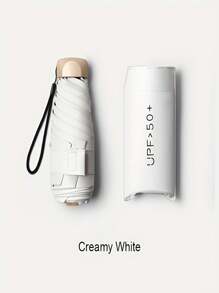 Paraguas compacto y plegable para jóvenes con protección UPF50+: Estructura de 5 varillas, apertura manual, tela de impacto 210T, mango de plástico, armazón de hierro. Paraguas mini portátil y de moda para protección solar, en múltiples colores, regalo para el Día de la Madre.