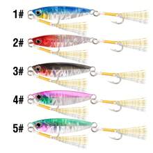 5Pcs Metal Jig Fishing Lure Fast Sinking 7g 10g 15g 20g 25g 30g Saltwater Casting Lure With Sharp Assist Hooks Vertical Jigging Artificial Bait