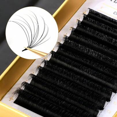 Cilios de Leque 3D Fáceis ARISON, Espessura de 0,07, Comprimento Misto de 8-15mm, Suprimentos de Extensão de Cilios de Leque Automático Pré-Montado Olhar Natural