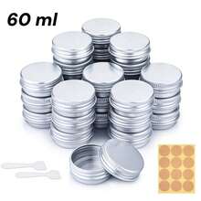 12/24 Pcs Aluminum Tin Metal Round Tins Screw Lid, Aluminum Tin Jar Refillable Containers, Metal Tins With Lids, Aluminium Empty Tins Metal Candle Storage Tin Jars Travel Tin Cans For Crafts, Candles, Cosmetics, Lip Balm, DIY(5ml/20ml/30ml/40ml/50ml/60ml ) - Multicolor - View 13