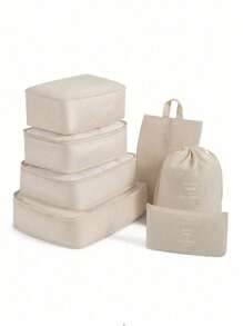 8-1PC Travel Clothes Organizer Set, Large Capacity Multi-Functional Packing Cubes With Zipper Closure, Handheld Travel Bag, Storage Bag, Mesh Bag, Cosmetic Bag, Shoe Bag, Bottle Sleeve, Drawstring Bag, Regular Bag, Luggage Bag, Underwear Organizer, Hospital Bag, Waterproof Toiletry Kit For Shirts, Underwear, Clothes, Cosmetics, Toiletries, Toothbrush And Toothpaste