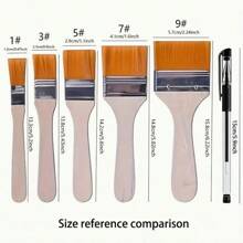 1/5pcs Premium Art Brushes - Various Nylon Bristles, Wooden Handle, Ideal For Acrylic, Oil Painting, Watercolor, Varnish, For Students, Artists, Hobbyists - Durable, Easy To Clean, Long Lasting