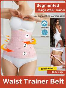 1pc Women's Adjustable Waist Trainer, Tummy Control Corset, Slimming Body Shaper - Pink - View 3