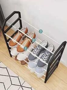 1件装多层鞋架多功能组装鞋架简易鞋柜可折叠不锈钢鞋架