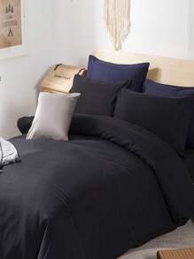 CNZB-Set de husă de pilotă cu 3 piese, culoare uni, 1 husă de pilotă și 2 fețe de pernă, inserția de pernă nu este inclusă, set de lenjerie de pat din material textil roz, pentru dormitor, 135 * 200 cm, 200 * 200 cm, 220 * 240 cm