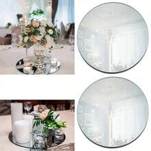 6Pcs 10/20/30cm Acrylic Round Mirrors,Round Table Wall Mirror Trays Circle Mirror Candle Plates For Wedding Centerpieces Table Decor ,Bridal Shower Birthday Engagement Party Table Decor - Transparent - View 2