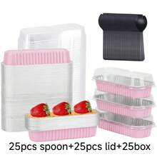 Mini Bread Pan With Lid And Spoon, Rectangular Foil Baking Tray, Mini Cheesecake Container, Multi-Function High Capacity Pastry Box For Baking, Cheese, Sweet Potato, Sushi, Desserts - Ideal For Home, Restaurant, Kitchen, Parties, Weddings, Graduations, Christmas, Halloween, Easter, Thanksgiving, Valentine's Day - Multicolor - View 14