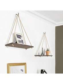 1 pieza Colgador de pared minimalista de macramé, tabla de almacenamiento tejida a mano estilo bohemio, estantería decorativa de pared para decoración del hogar, decoración interior, decoración de habitación, decoración de pared - Multicolor - Ver 4