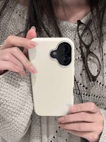 极简时尚白色、灰色、黑色仿皮纹理手机壳，防指纹、防水、防汗，超薄柔软触感，手机保护套，兼容三星、 17 Pro Max、13/14/15/16/16 Plus/16 Pro Max - 白色 - 查看 4