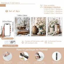 3 件/套无框帆布墙面艺术画花卉和书籍适用于家庭、客厅、咖啡店、办公室、墙面装饰艺术、豪华壁挂、海报、墙面艺术、房间装饰用品、现代、植物 - 彩色 - 查看 13