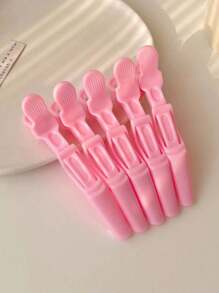 Set mit 6 süßen rosa Styling-Haarclip - 12 cm x 4,3 cm, Aufteilen & Make-up Entfernen - strapazierfähiger Kunststoff, Vintage Design für Haare & Schönheit, Krokodilclips