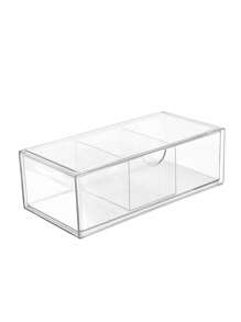 [Transparent Divided Organizer Box] 1/2/3pcs Plastic Clear Storage Box, Drawer Built-In Storage Box, Transparent Drawer Divided Organizer, Dresser Desktop Cosmetic Skin Care Products Finishing Box, Sundries Storage Container,For Desk/Vanity