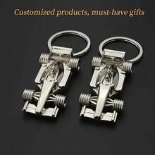 1pc Customized Text Engraved Collectible 3D Mini Racing Car Keychain - Men's Cool Zinc Alloy Metal Keychains, Perfect Gift Choice