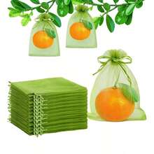 50个装花园水果保护网袋防虫防鸟水果网袋保护植物免受害虫鸟类松鼠侵害多功能抽绳收纳袋 - 彩色 - 查看 10