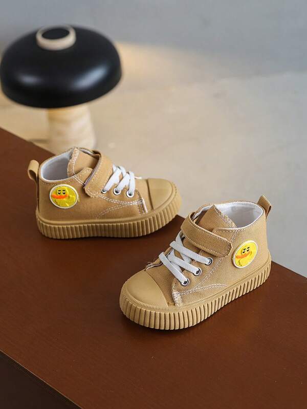 Spring & Autumn New High-Top Children Soft Bottom Fashionable Fabric Shoes, Canvas Shoes, Boys Korean Style, Girls Skate Shoes, Toddler Baby Shoes