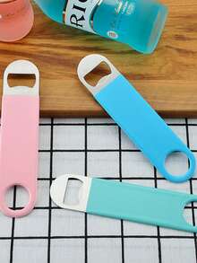 不锈钢啤酒开瓶器彩色扁平大号抽拉啤酒开瓶器浸塑苏打饮料开瓶器，适用于户外、露营、送给父亲的礼物