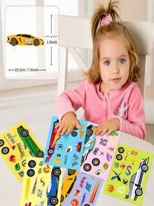6pcs/Pack Racing Car DIY Puzzle Stickers, New Cross-Border Product - Multicolor - View 3