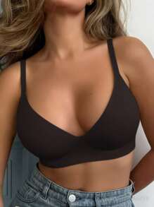 Nahtloser BH für Damen, einfarbig, leicht, bequem, atmungsaktiv, ohne Bügel, minimalistisch, geeignet für Yoga, Schlafen