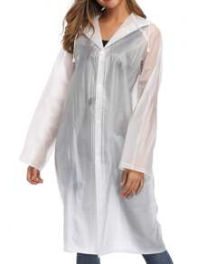 1pc,Raincoat, Reusable Adult Poncho, Portable EVA, Foldable Rainproof Jacket With Hood And Drawstring For Men And Women