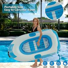 1pc Inflatable Boat, Green/Blue PVC Floating Swimming Pool/Beach Raft - Multicolor - View 1