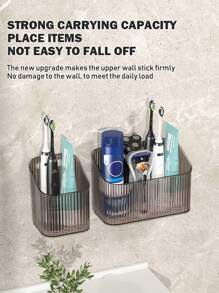 2PCS NO DRILL BATHROOM WALL MOUNTING SHELF - Space-Saving, Easy-To-Install Organiser For Bathrooms And Kitchens, Plastic Storage, Suitable For Toiletries And Cosmetics Back To School