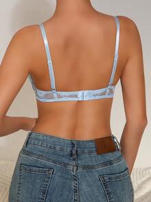 1 szt. Słodki-niewinny słodki romantyczny-francuski dojrzały uroczy-elegancki Y2K stalowy obręcz nieusuwalna wyściółka dzianinowa wygodna odzież domowa wspierająca koronkowa seksowna bielizna biustonosz, kawaii