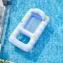 1pc Outdoor Inflatable Floating Bed, Double Inflatable Bed, Swimming Pool Floating Chair Bed - Multicolor - View 7