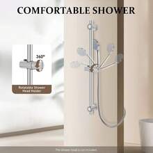 HYYKJ-US Adjustable Shower Slide Bar Stainless Steel Riser Rail Lift, Rod Head Holder Wall Mount, 54cm Adjustable Length - Silver - View 6