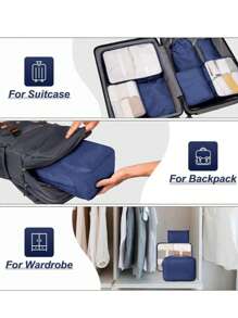 8-1PC Travel Clothes Organizer Set, Large Capacity Multi-Functional Packing Cubes With Zipper Closure, Handheld Travel Bag, Storage Bag, Mesh Bag, Cosmetic Bag, Shoe Bag, Bottle Sleeve, Drawstring Bag, Regular Bag, Luggage Bag, Underwear Organizer, Hospital Bag, Waterproof Toiletry Kit For Shirts, Underwear, Clothes, Cosmetics, Toiletries, Toothbrush And Toothpaste