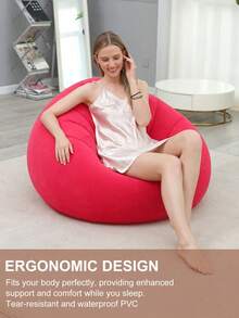 新款充气毛绒沙发适合懒人可折叠脚踏沙发床户外便捷躺椅带脚凳热销 - 彩色 - 查看 9