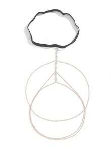 1pc Women Geometric Tassel Body Chain Metal Leg Chain - Silver - View 2