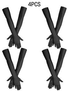 D EXCEED 1/3/4/10 双女士 1920 年代单人派对复古晚礼服长手套、万圣节派对、婚礼、服装配饰手套、母女教师礼物 - 白色 - 查看 16