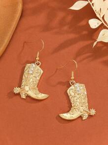 1 par de pendientes con colgante de bota de vaquero vintage al estilo occidental para uso diario de vaquera, accesorios divertidos para las orejas como regalo