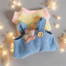 17cm Outfit Accessory, T-Shirt Suspender Pants Clothing Blind Box Plush Doll Removable Outfit Set, Suitable For 1st And 2nd Generation Dolls (Clothes Only, No Shoes). Fits 15cm-17cm (5.9 Inches-6.69 Inches) Dolls, Doll Clothes/Shoes Replacement, Suitable For Birthday, Holiday, Valentine's Day Gifts, Suitable For Everyone (Clothes Only, No Dolls Sold)
