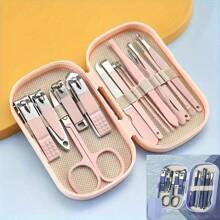 1 Set Of 14-Pcs Modern Stainless Steel Nail & Foot Care Tool Kit, Including Nail Clippers And Grooming Tools, With Portable Storage Case - Unisex Manicure Set, Fragrance-Free, No Electricity Or Battery Required