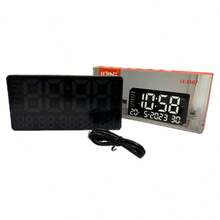 Relógio Digital LED De Parede E Mesa Calendário Alarme Data Temperatura LE-2167 - Preto - Visão 8